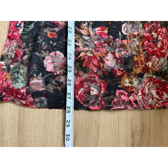 Almost Famous Sheer Floral Lace Tank Top Dress Black Pink Roses - Picture 5 of 5